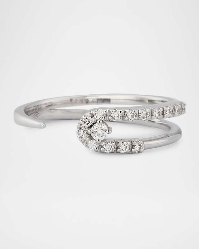18K White Gold Anima Ring with Diamonds, Size 7.75